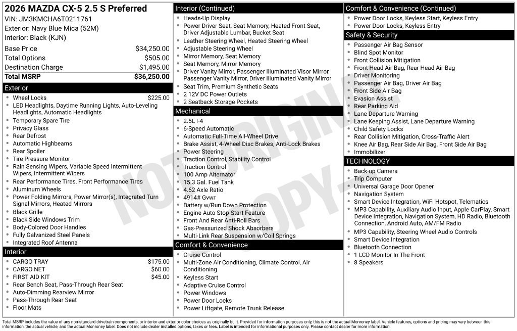 New 2026 MAZDA CX-5 Preferred AWD/4WD image 33