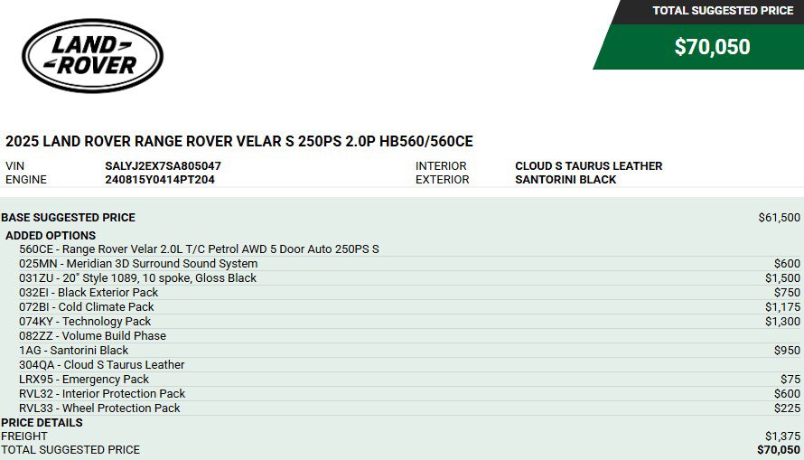 Used 2025 Land Rover Range Rover Velar S AWD/4WD image 3