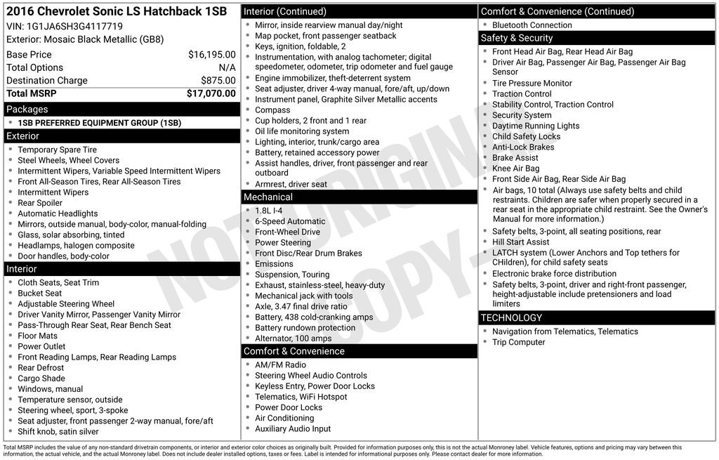 Used 2016 Chevrolet Sonic LS FWD image 37