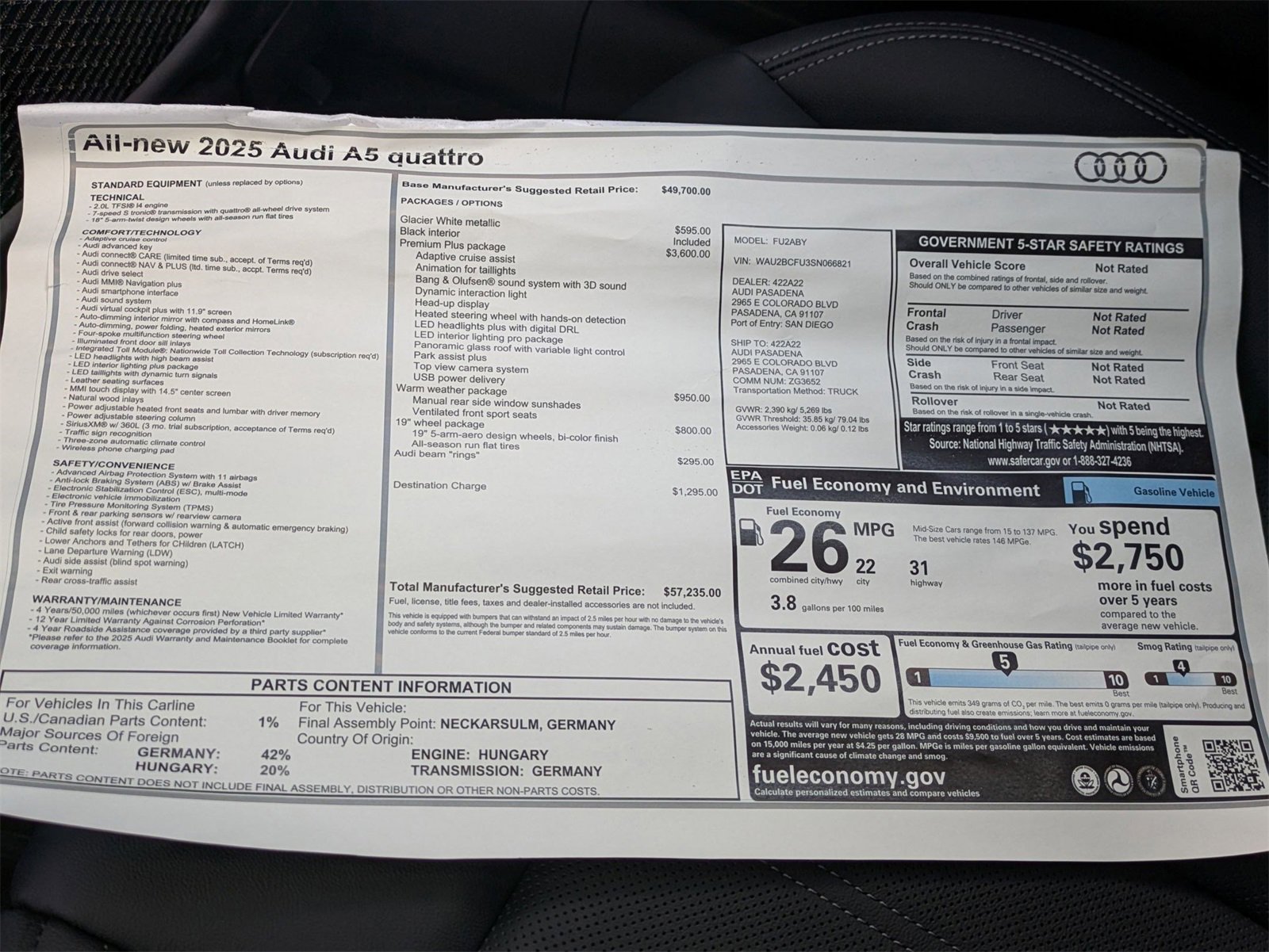 New 2025 Audi A5 2.0T Premium Plus image 18