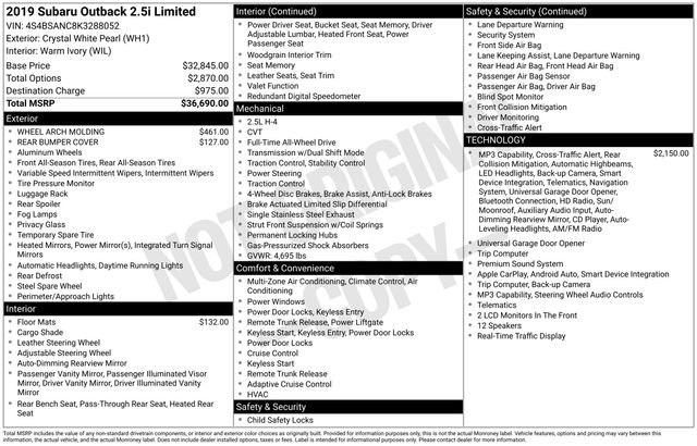 Used 2019 Subaru Outback 2.5i Limited image 31