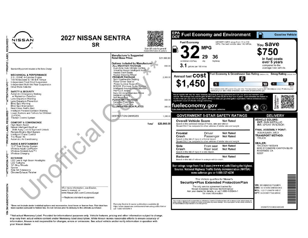 New 2027 Nissan Sentra SR FWD image 5