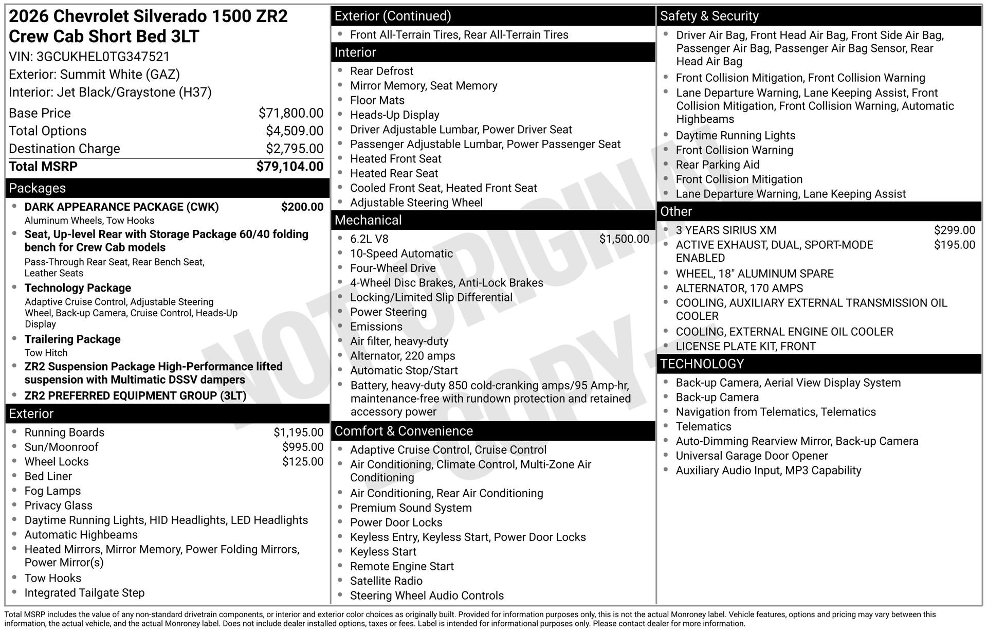 New 2026 Chevrolet Silverado 1500 ZR2 w/ Dark Appearance Package AWD/4WD image 4