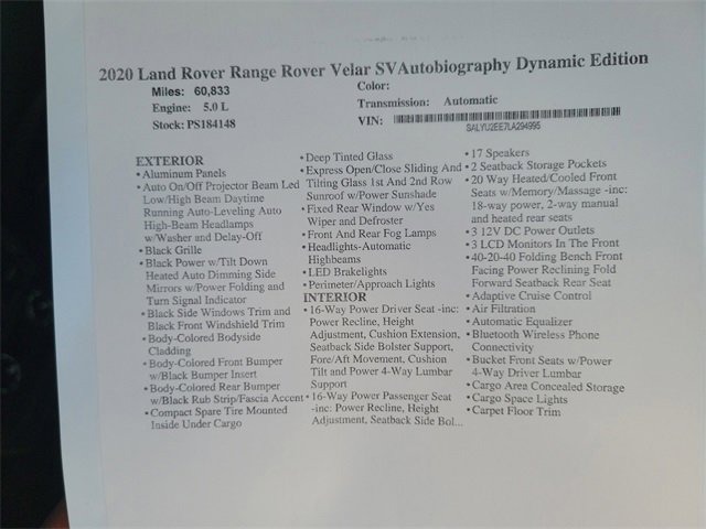 Used 2020 Land Rover Range Rover Velar SV Autobiography Dynamic image 2