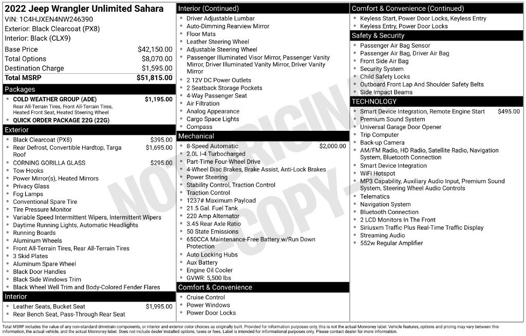 Certified 2022 Jeep Wrangler Unlimited Sahara w/ Cold Weather Group AWD/4WD image 43