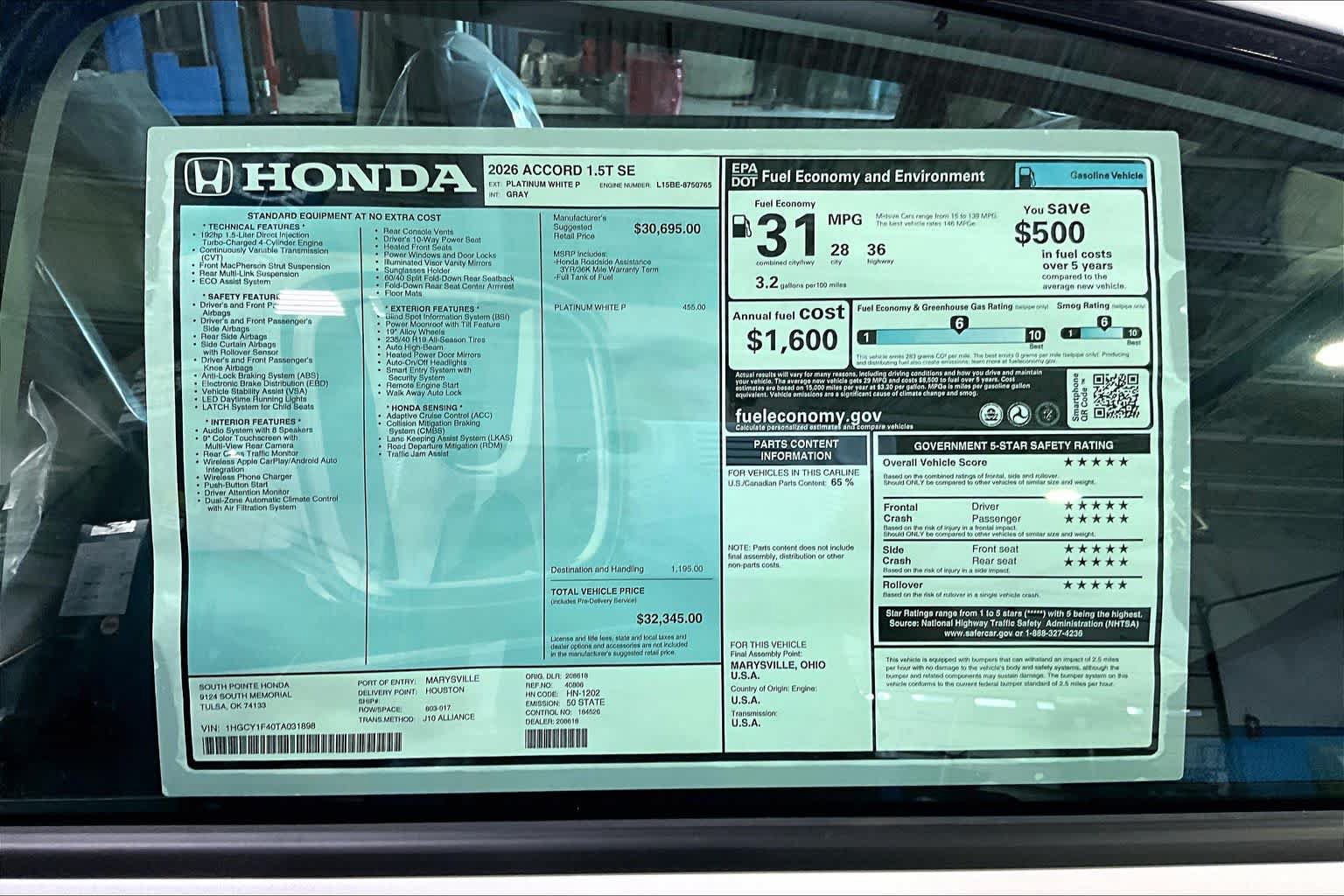 New 2026 Honda Accord SE image 19