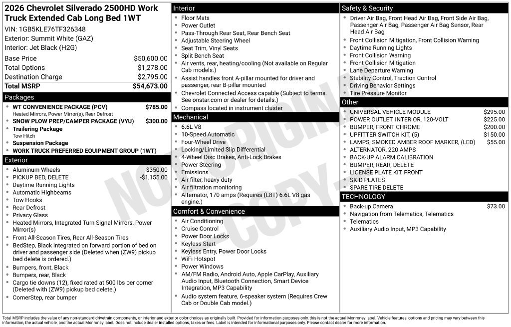 New 2026 Chevrolet Silverado 2500 W/T w/ WT Convenience Package AWD/4WD image 18