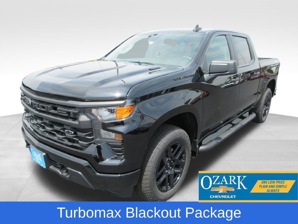 New 2026 Chevrolet Silverado 1500 Custom w/ Turbomax Blackout Package AWD/4WD 360° Tour