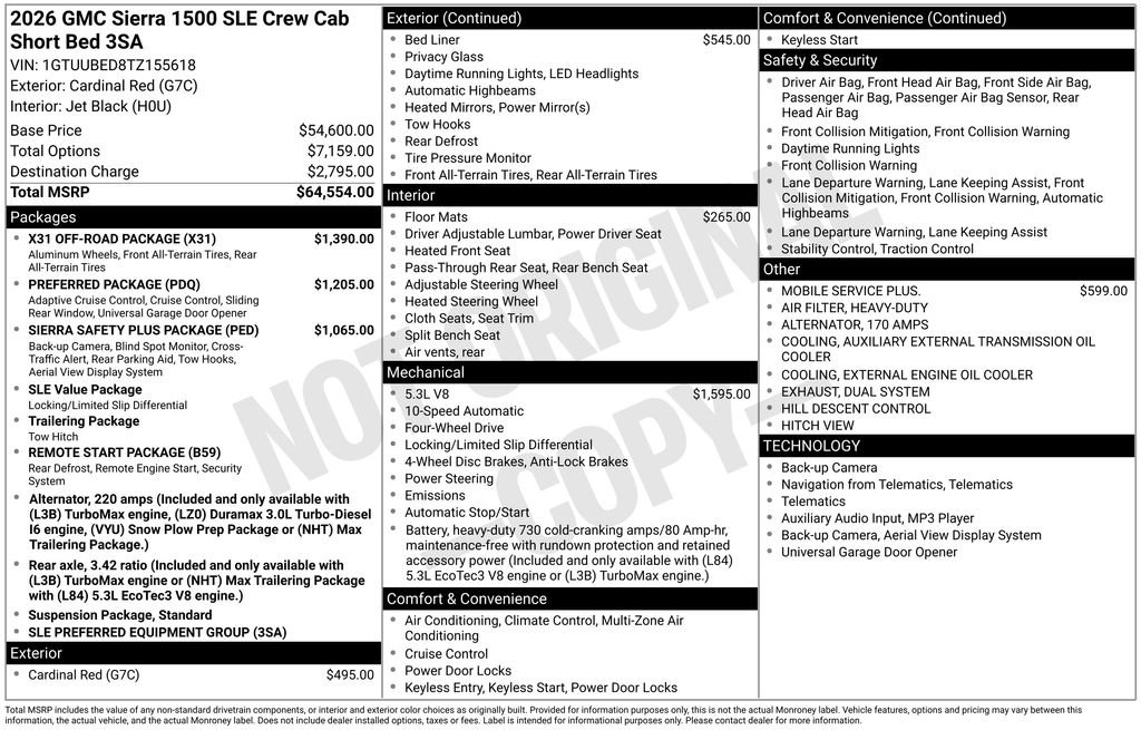 New 2026 GMC Sierra 1500 SLE w/ X31 Off-Road Package image 10