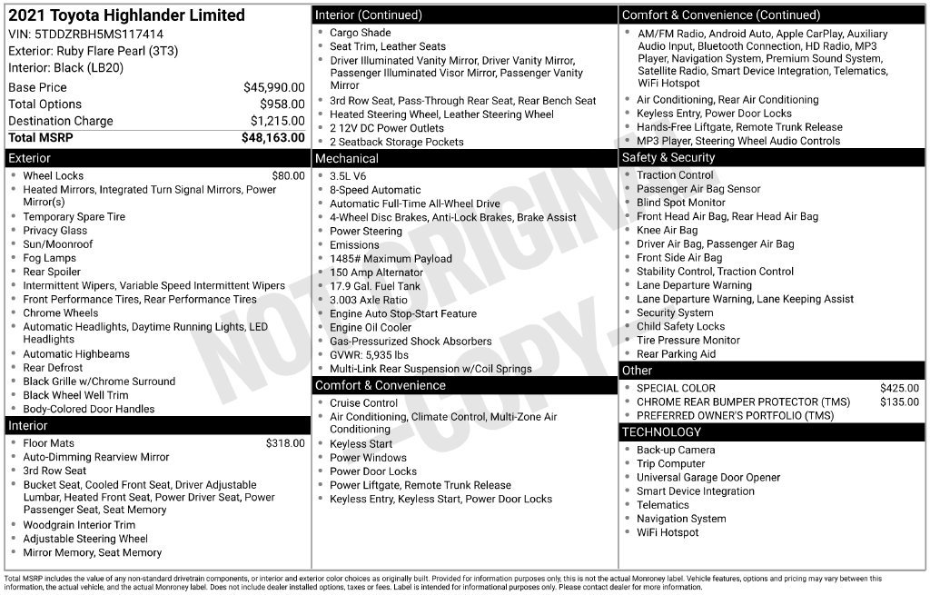 Certified 2021 Toyota Highlander Limited AWD/4WD image 26