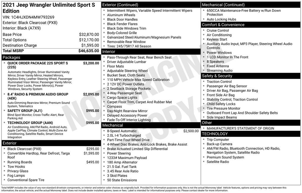 Certified 2021 Jeep Wrangler Unlimited Sport image 43