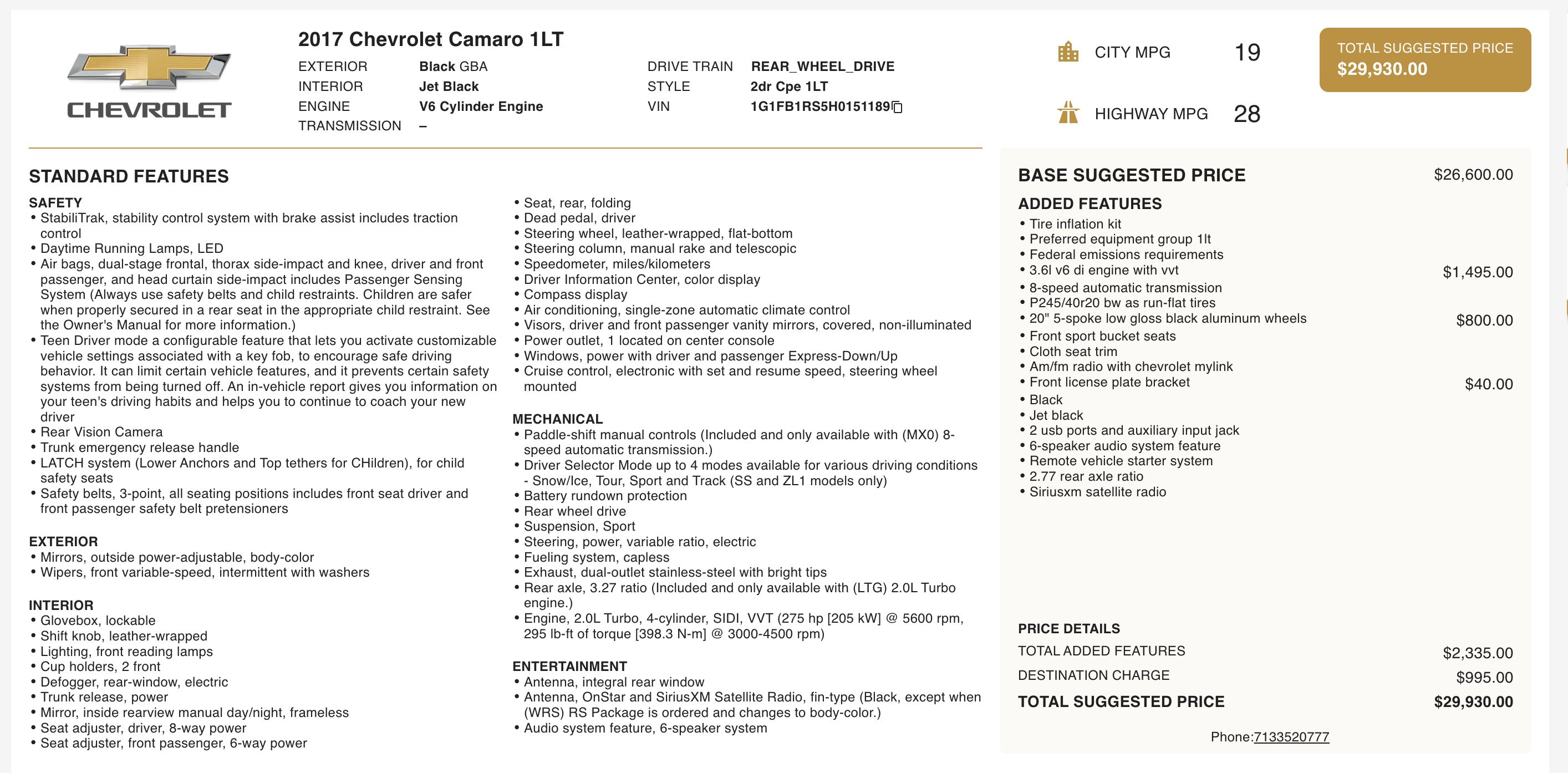 Used 2017 Chevrolet Camaro LT image 5