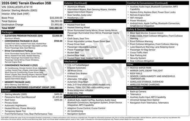 New 2026 GMC Terrain Elevation w/ Elevation Premium Package AWD/4WD image 17