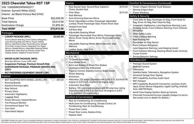 Used 2023 Chevrolet Tahoe RST w/ Luxury Package AWD/4WD image 32