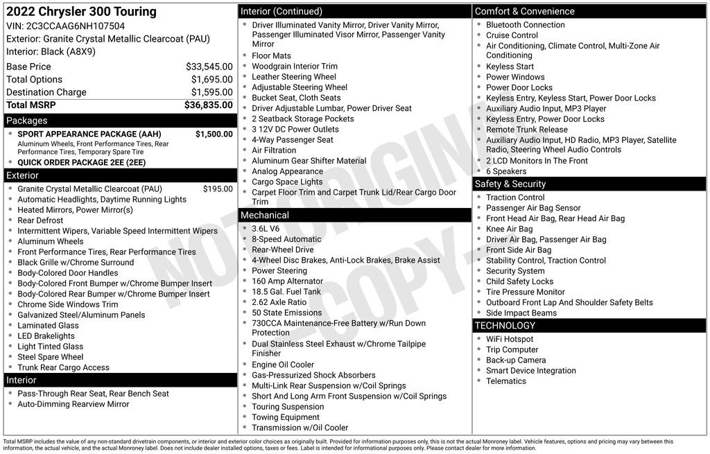 Used 2022 Chrysler 300 Touring w/ Sport Appearance Package image 30