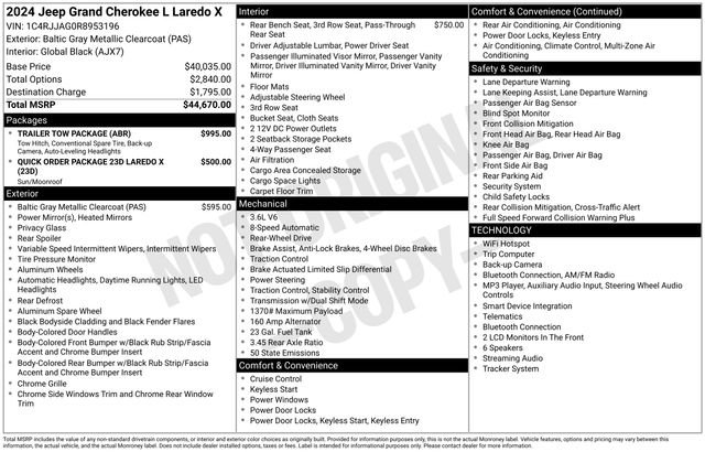 Used 2024 Jeep Grand Cherokee L Laredo w/ Trailer Tow Package RWD image 45