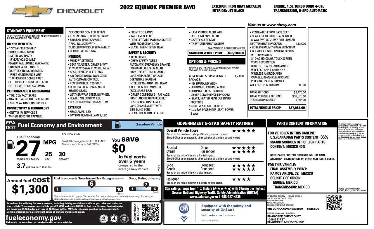 Used 2022 Chevrolet Equinox Premier AWD/4WD image 9