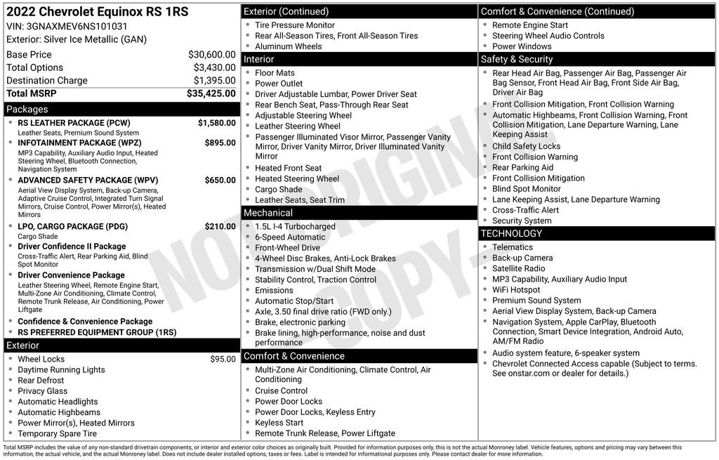 Used 2022 Chevrolet Equinox RS w/ RS Leather Package FWD image 6