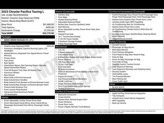 Used 2023 Chrysler Pacifica Touring-L FWD image 38