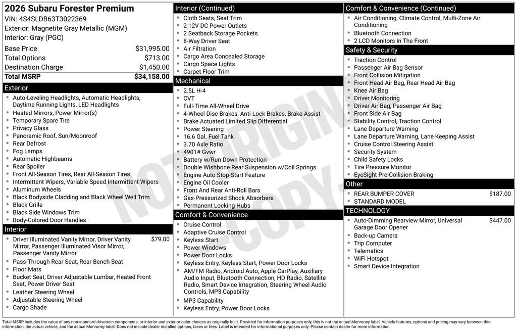 Certified 2026 Subaru Forester Premium AWD/4WD image 40