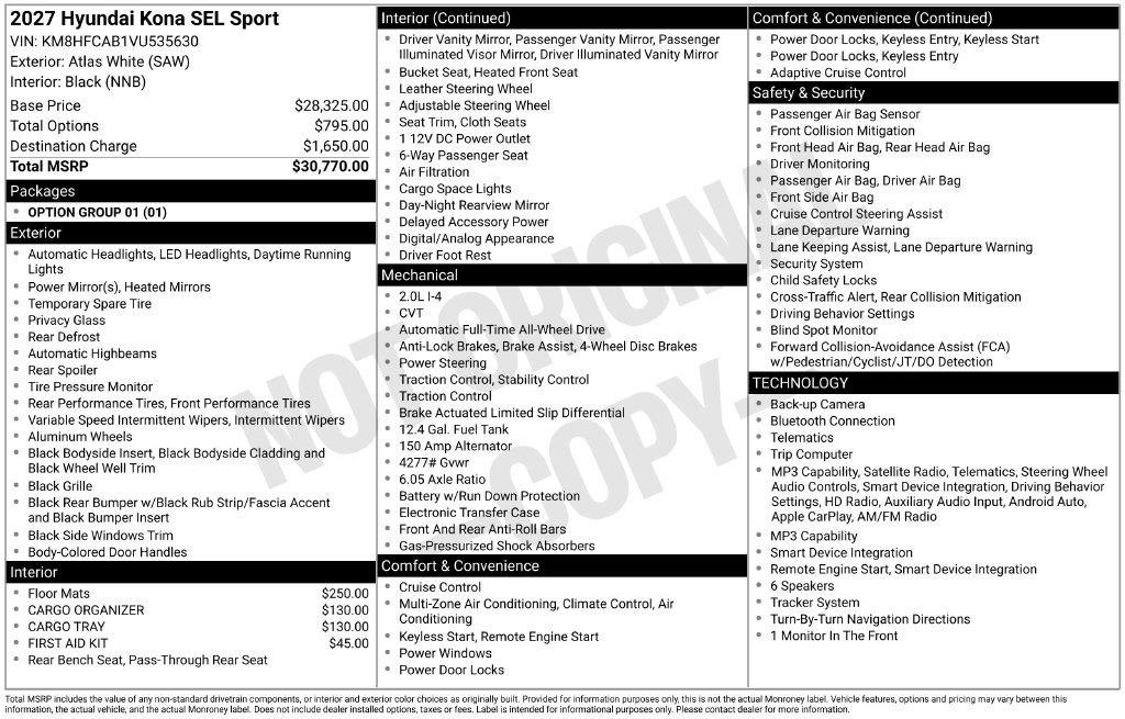 New 2027 Hyundai Kona SEL Sport AWD/4WD image 9