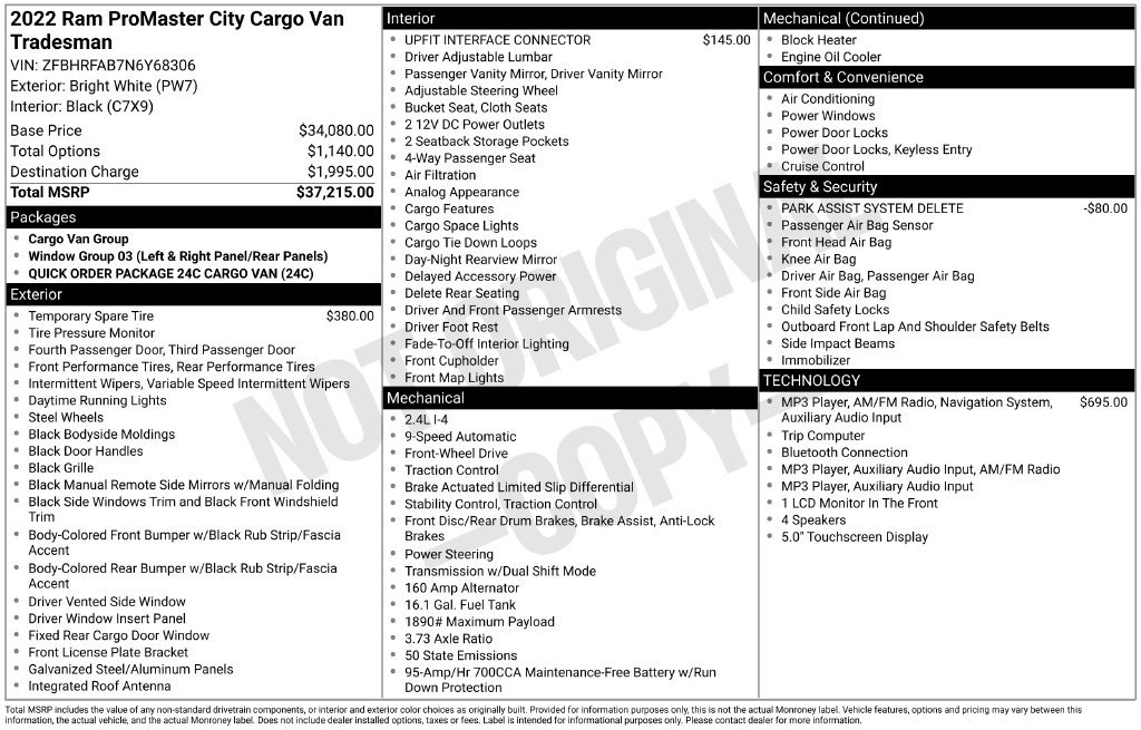 Used 2022 RAM ProMaster City Tradesman FWD image 19