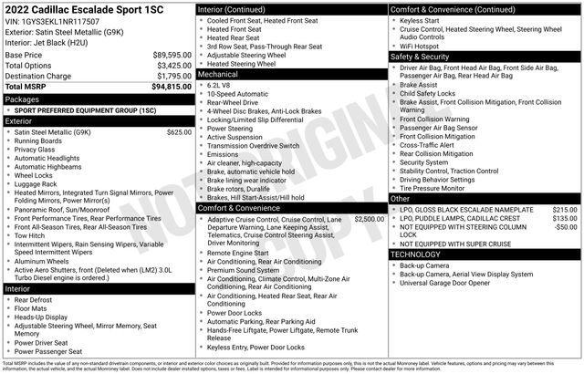 Certified 2022 Cadillac Escalade Sport RWD image 7