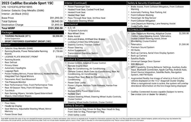Certified 2023 Cadillac Escalade Sport w/ Touring Package RWD image 37