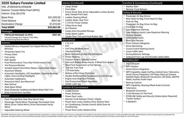 Used 2020 Subaru Forester Limited w/ Popular Package #3 AWD/4WD image 32