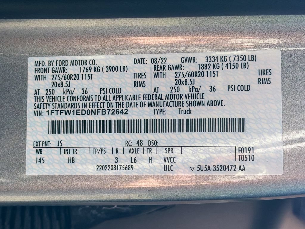 Certified 2022 Ford F150 Lariat w/ Equipment Group 502A High AWD/4WD image 34