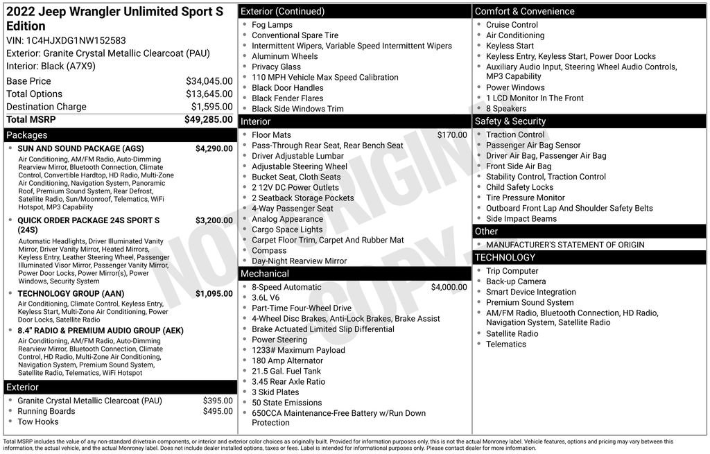 Used 2022 Jeep Wrangler Unlimited Sport w/ Sun And Sound Package image 15