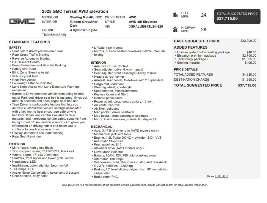 Certified 2025 GMC Terrain Elevation w/ Elevation Premium Package AWD/4WD image 32