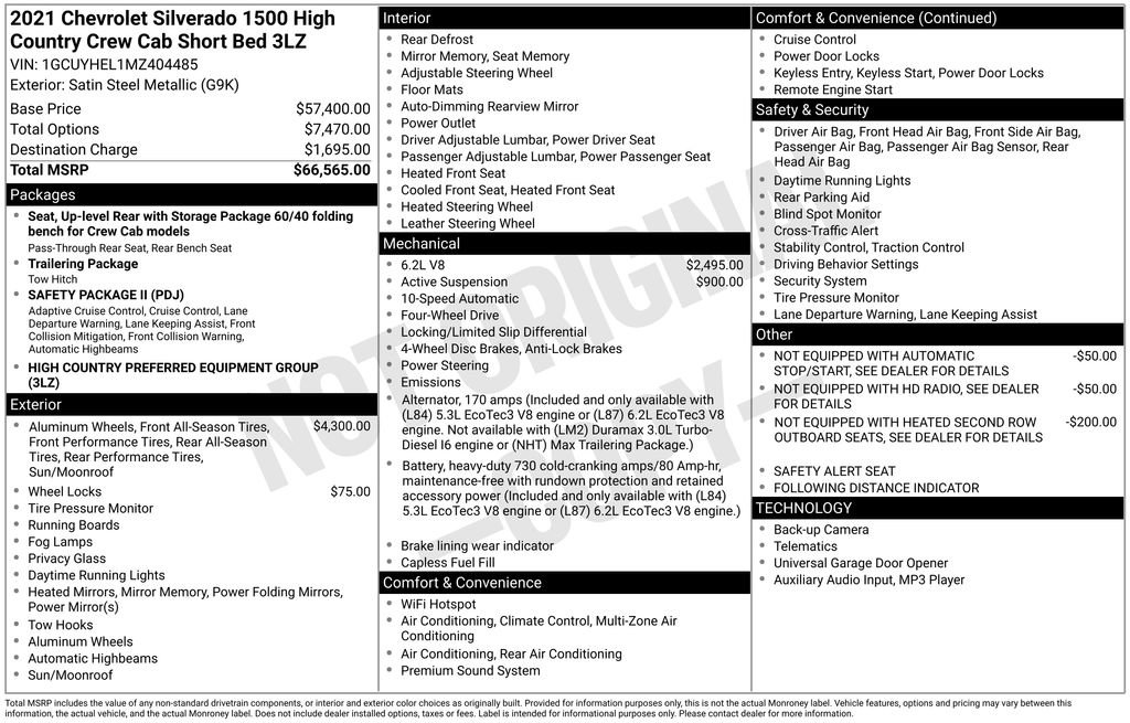 Used 2021 Chevrolet Silverado 1500 High Country AWD/4WD image 25