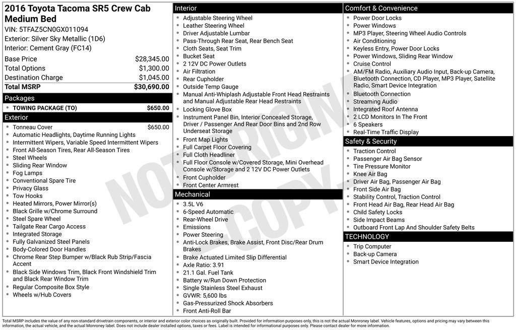 Used 2016 Toyota Tacoma SR5 w/ Towing Package image 16