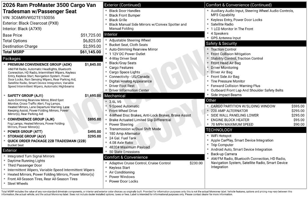 Used 2026 RAM ProMaster 3500 w/ Premium Convenience Group FWD image 12