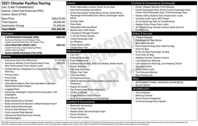 Used 2021 Chrysler Pacifica Touring w/ S Appearance Package image 35