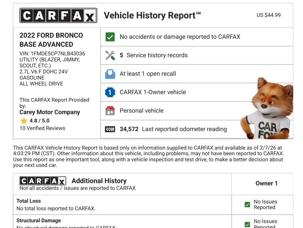 Used 2022 Ford Bronco 2-Door w/ Sasquatch Package AWD/4WD image 7