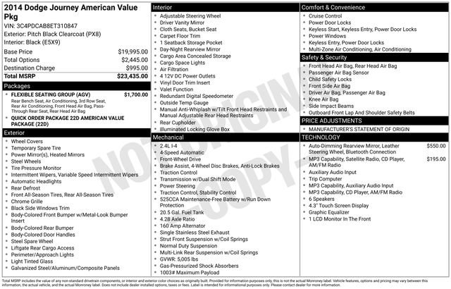 Used 2014 Dodge Journey American Value Package w/ Flexible Seating Group FWD image 2