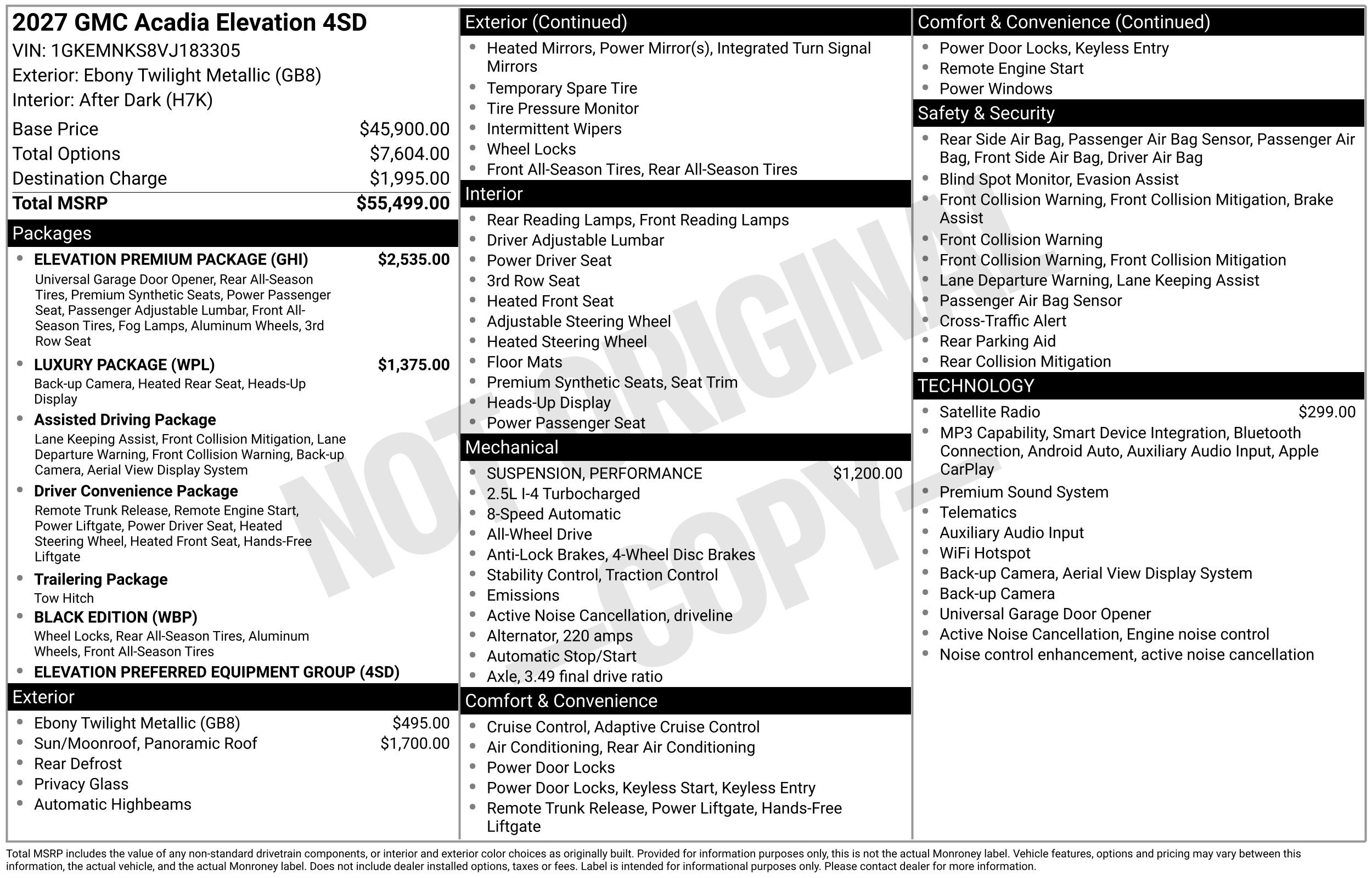 New 2027 GMC Acadia Elevation w/ Elevation Premium Package AWD/4WD image 3