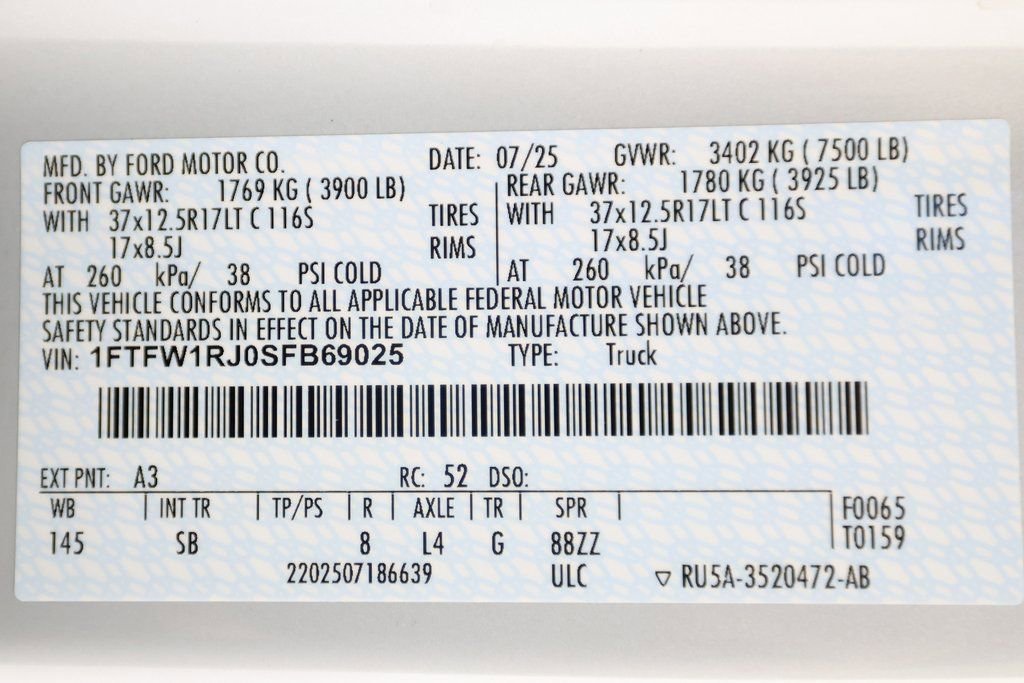 Used 2025 Ford F150 Raptor w/ Equipment Group 803A Raptor R image 59