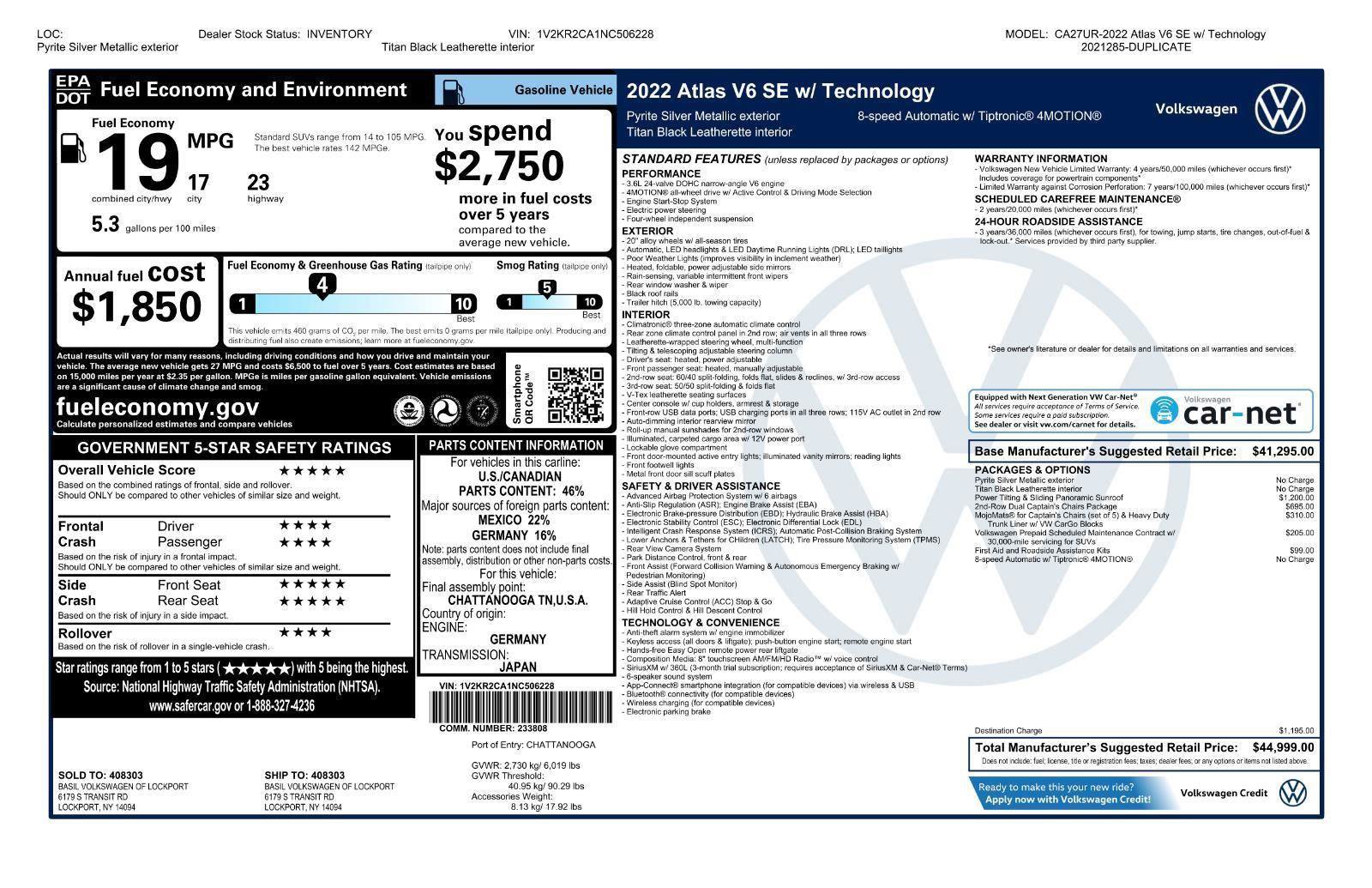 Used 2022 Volkswagen Atlas SE AWD/4WD image 48