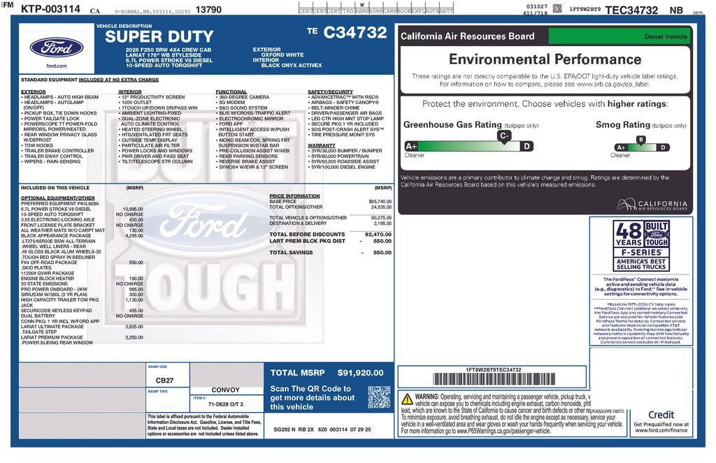 New 2026 Ford F250 Lariat w/ Black Appearance Package image 2