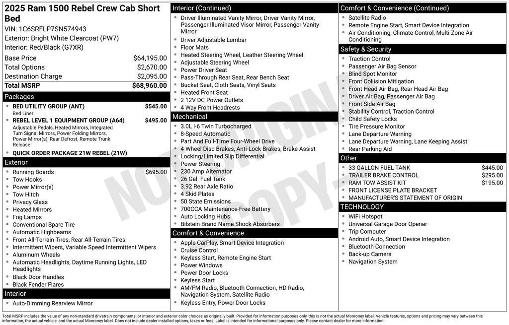 Used 2025 RAM 1500 Rebel w/ Bed Utility Group AWD/4WD image 45