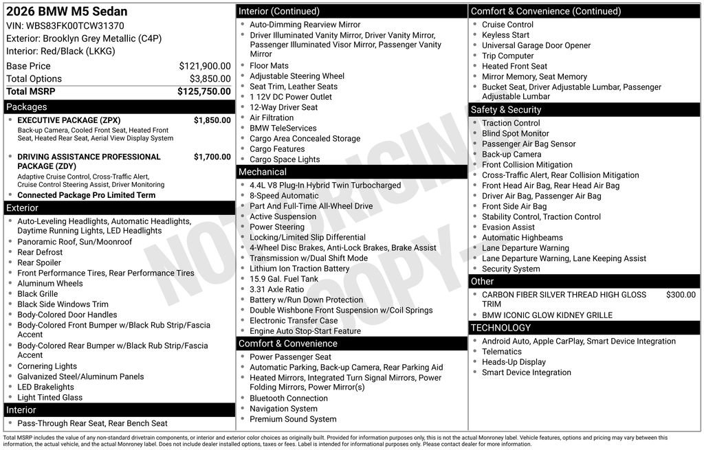 New 2026 BMW M5 w/ Executive Package image 2