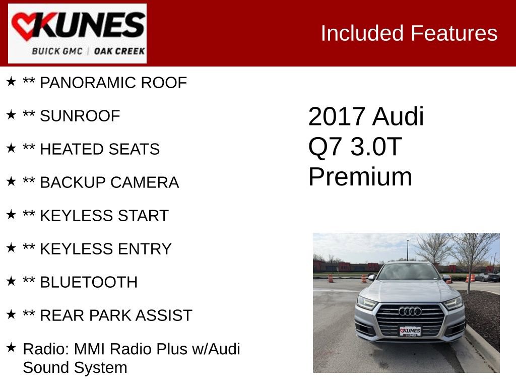 Used 2017 Audi Q7 3.0T Premium w/ Towing Package AWD/4WD image 2