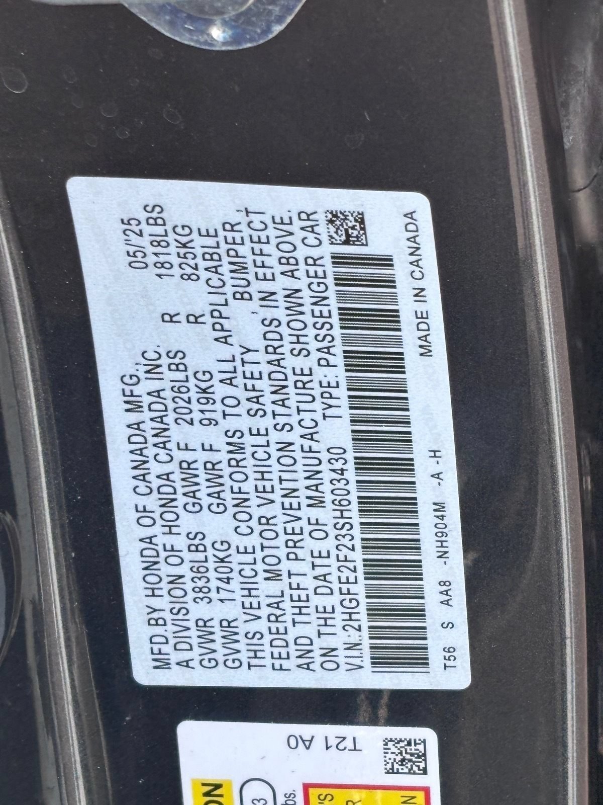 Certified 2025 Honda Civic LX image 36
