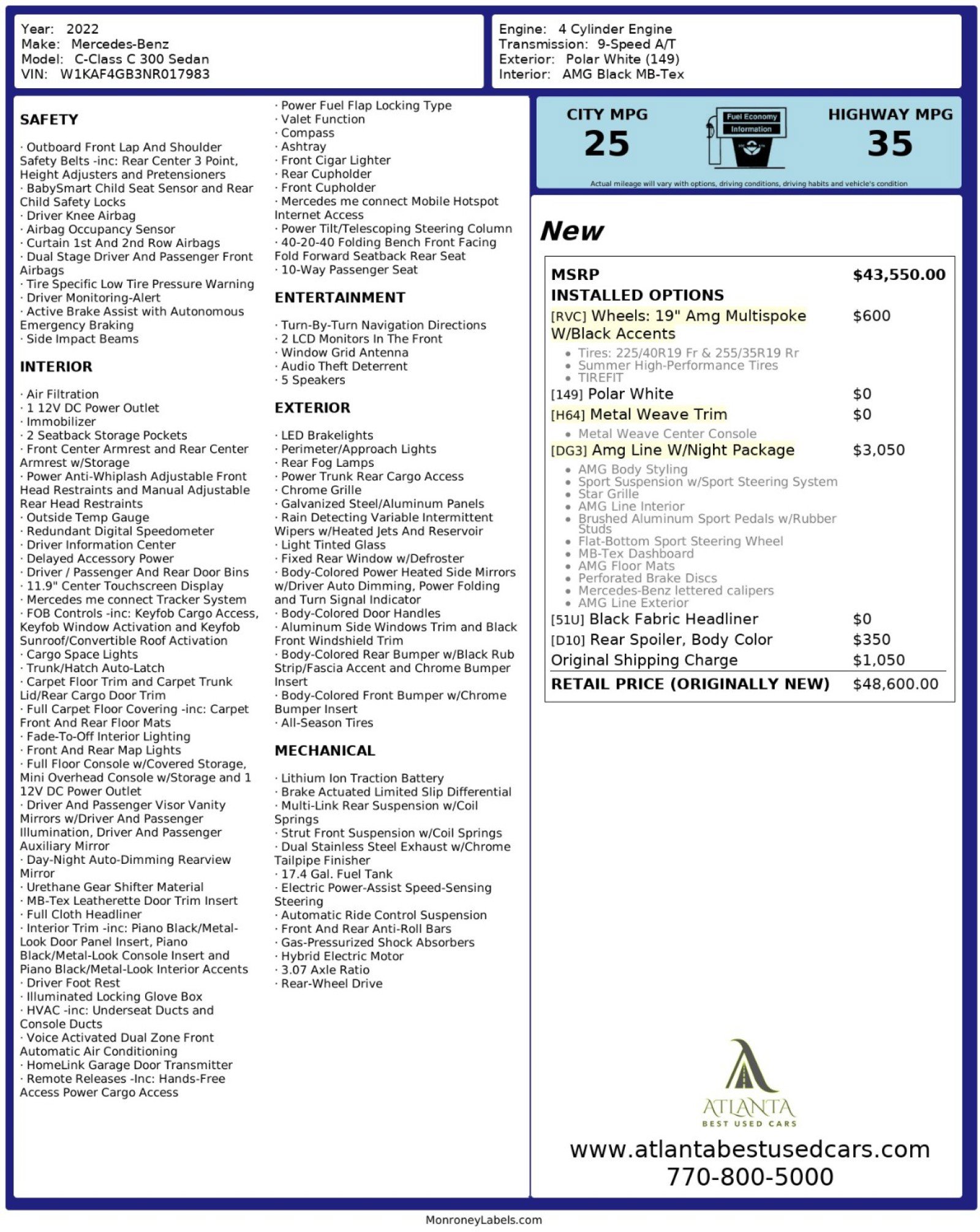 Used 2022 Mercedes-Benz C 300 Sedan w/ AMG Line w/ Night Package image 56