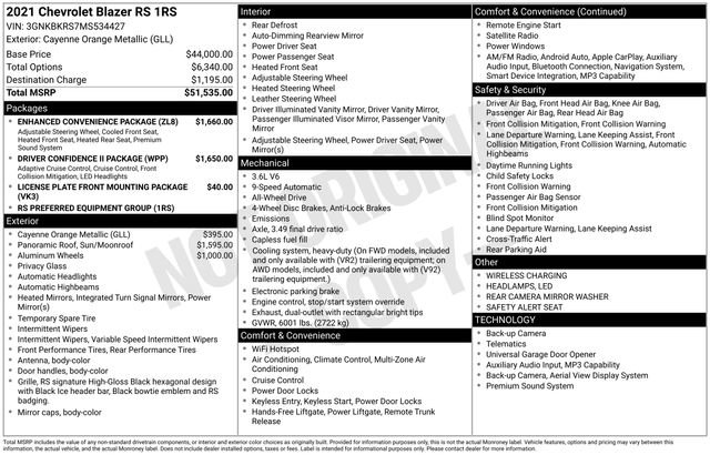 Used 2021 Chevrolet Blazer RS w/ Enhanced Convenience Package AWD/4WD image 11