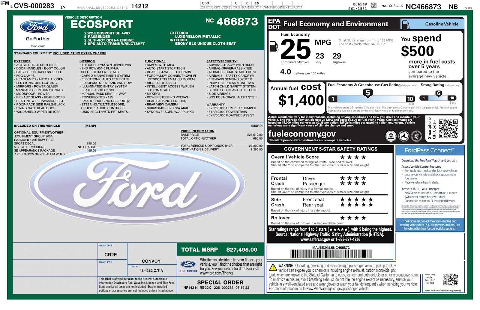 Used 2022 Ford EcoSport SE w/ SE Appearance Package AWD/4WD image 7