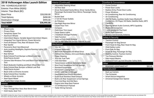 Used 2018 Volkswagen Atlas Launch Edition AWD/4WD image 3